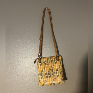 Geometric Patterned Crossbody Bag - Yellow and Brown